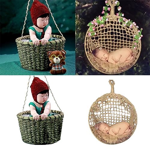 Retro Rattan Woven Hanging Basket for Newborn Photography 1