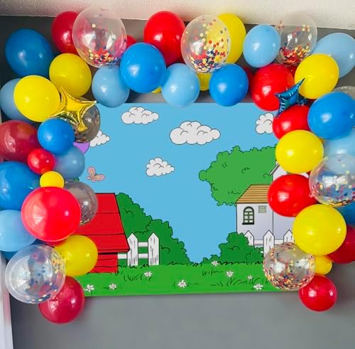 Cute Cartoon Red House Photo Backdrop 5x3 FT