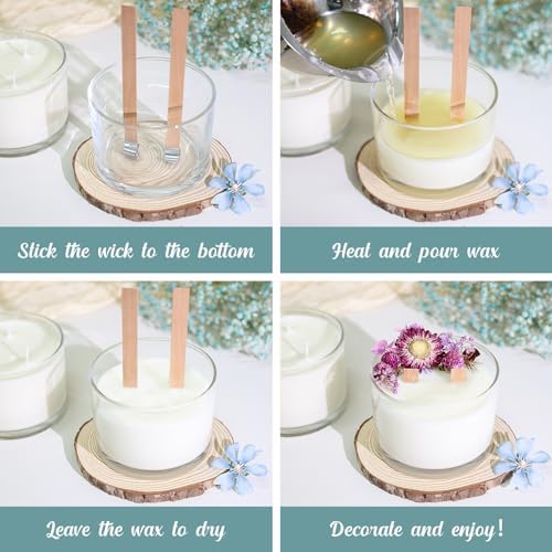 16oz Clear Glass Candle Jars 6 Pack with Bamboo Lids and Labels