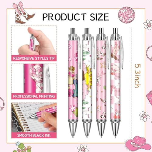 Cowgirl Pink Ballpoint Pens 24 Pcs Retractable Western Style