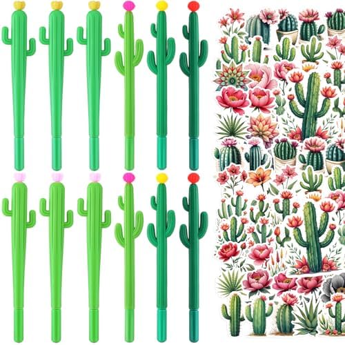 62 Piece Cactus Stationery Set with Cactus Gel Pens and Waterproof Stickers