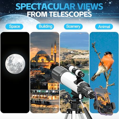 70mm Aperture Telescope for Adults Kids with Phone Adapter and Tripod