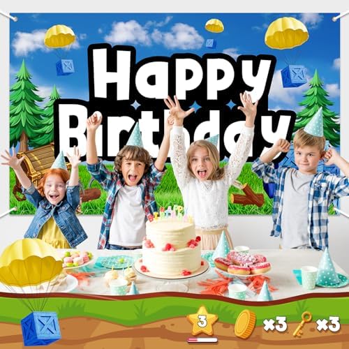 Happy Birthday Game Party Backdrop Banner