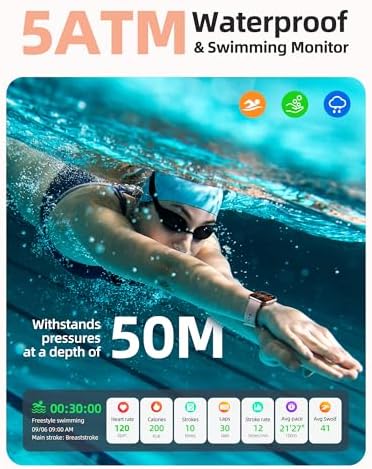 Parsonver Smart Watch Rose Gold 5ATM Waterproof