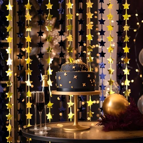 Black and Gold Star Birthday Decorations 2 Pack