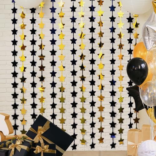 Black and Gold Star Birthday Decorations 2 Pack