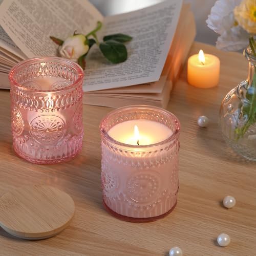 DARJEN 10 Pack Pink Candle Jars for DIY