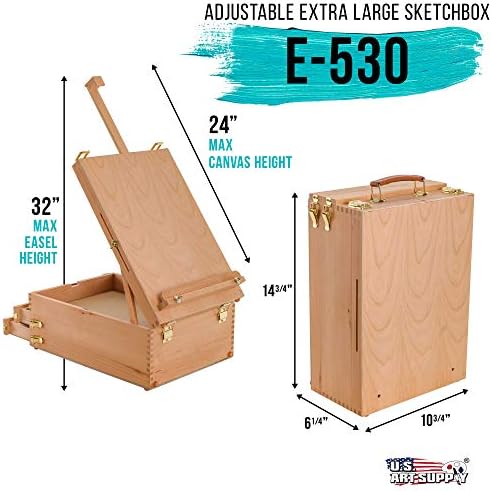 US Art Supply Extra Large 2 Drawer Wood Easel with Storage