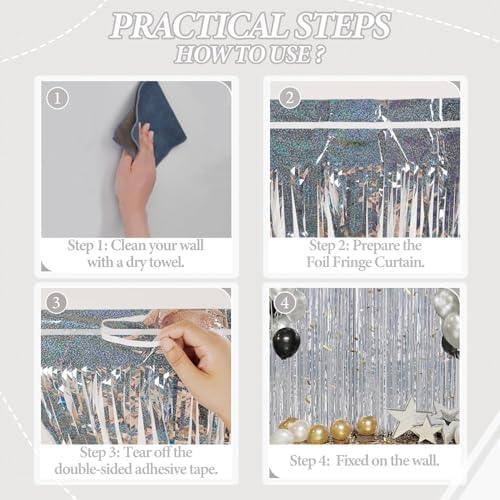 3 Pack Foil Fringe Backdrop for Party Decor