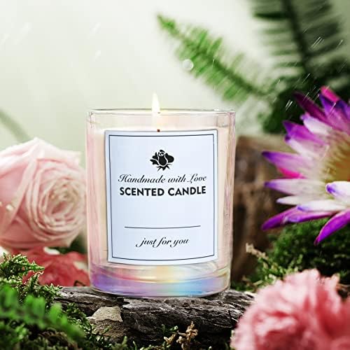 CONNOO 12 Pack 10 Oz Iridescent Glass Candle Jars with Airtight Bamboo Lids