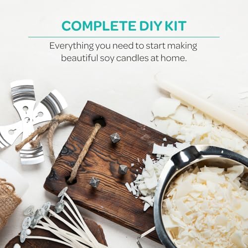 Hearts Crafts Soy Candle Wax Kit - 10 lb Flakes 100 Wicks 2 Holders
