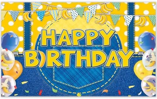 Yellow Jeans Cartoon Birthday Photo Background
