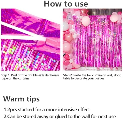 4-Pack Hot Pink Foil Fringe Backdrop