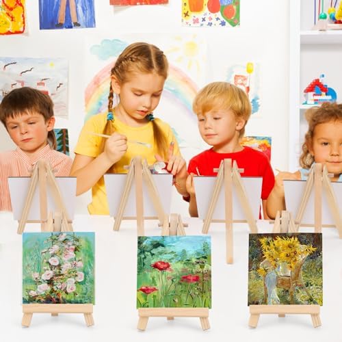 3 Inch Mini Canvas 5 Inch Mini Easel Set 6 Pieces