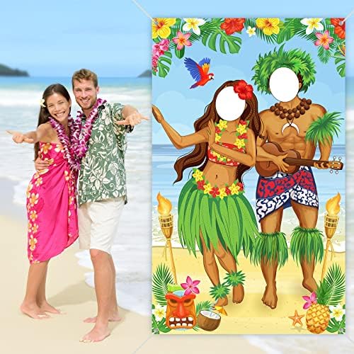 Frienda Luau Couple Photo Door Banner for Tropical Party