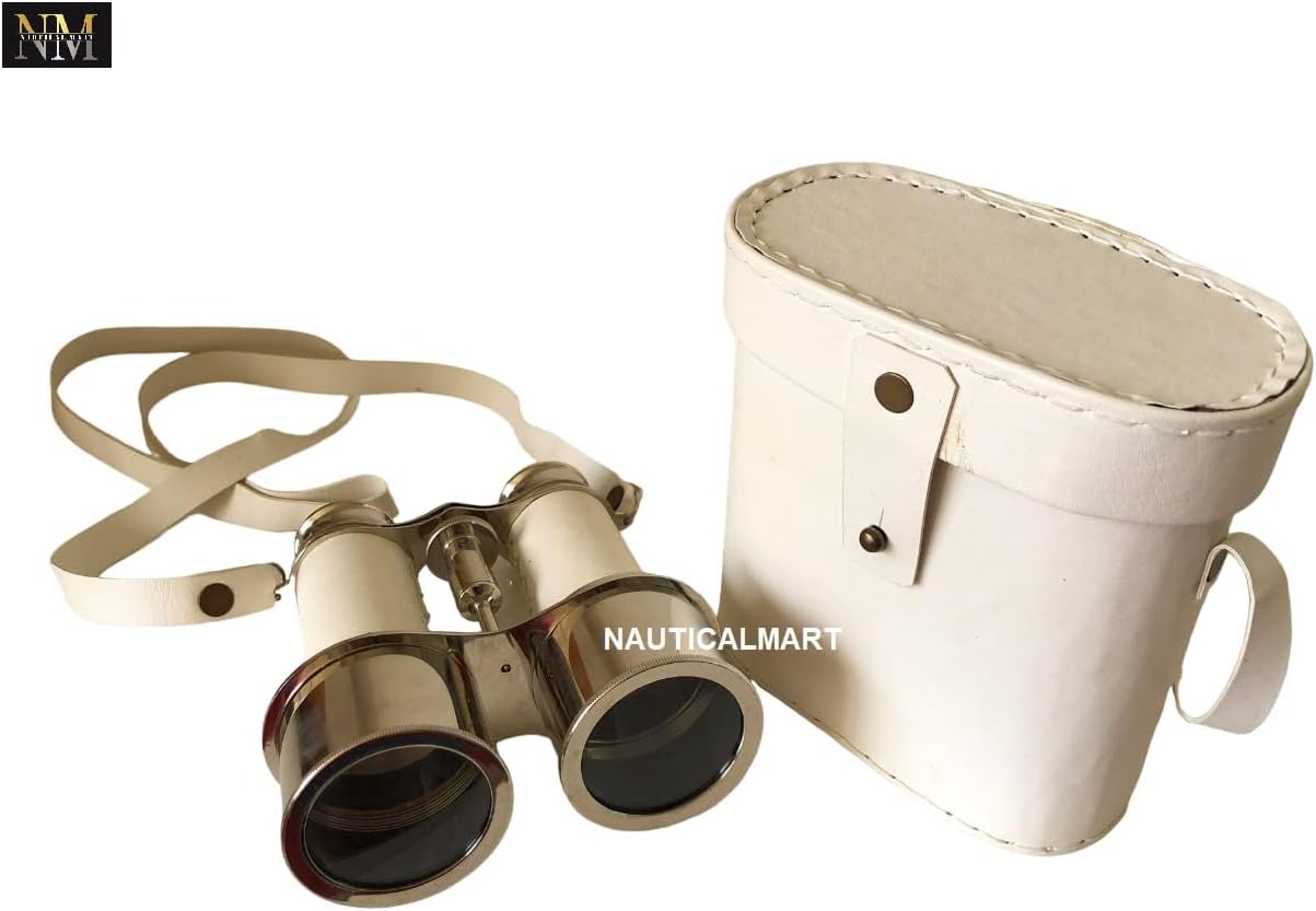 Nautical Chrome Binocular with Leather Case