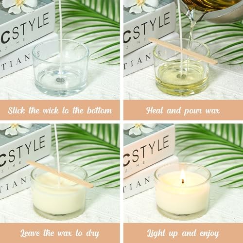 4oz Clear Candle Jars 15 Pack - Bamboo Lids for Candle Making