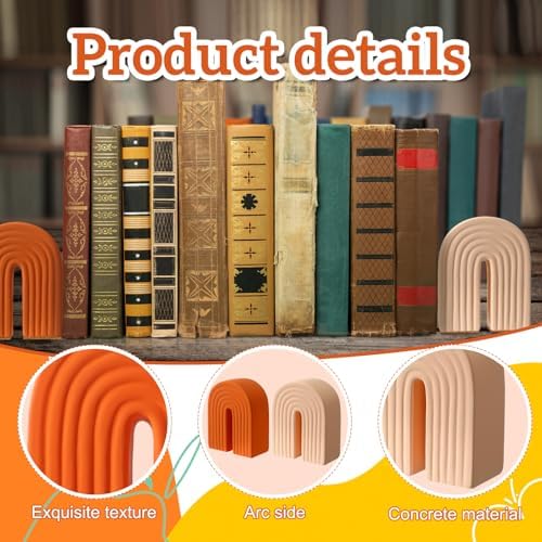 Harloon 2 Pcs Concrete Bookends Rainbow Arch Design