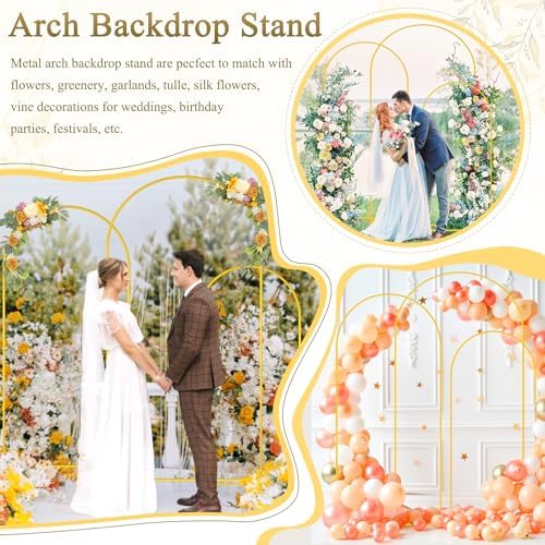 FOTSHARER Gold Arch Backdrop Stand Set of 3