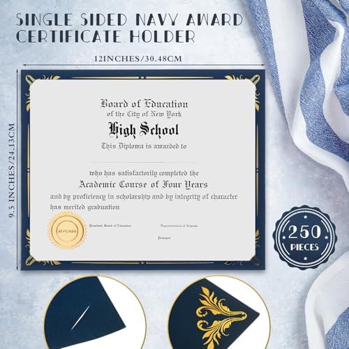 Fainne 250 Pcs Gold Foil Certificate Covers