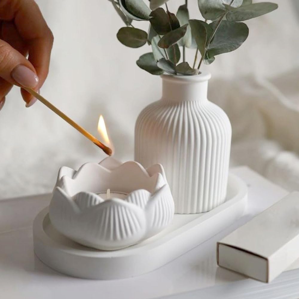 3D Lotus Candle Holder Silicone Mold for Crafting
