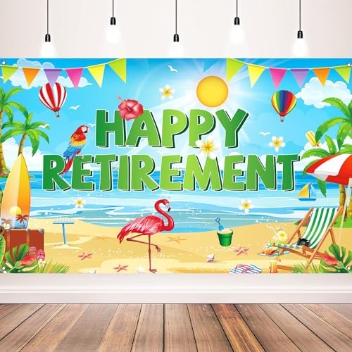 Retirement Party Decorations Summer Hawaiian Beach Photo Backdrop Banner