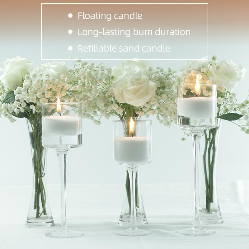 Rustic Wooden Candle Holder with Refillable Candle Sand and 30 Wicks
