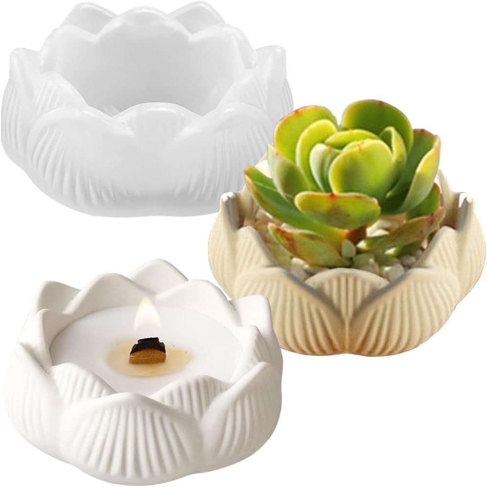 3D Lotus Candle Holder Silicone Mold for Crafting