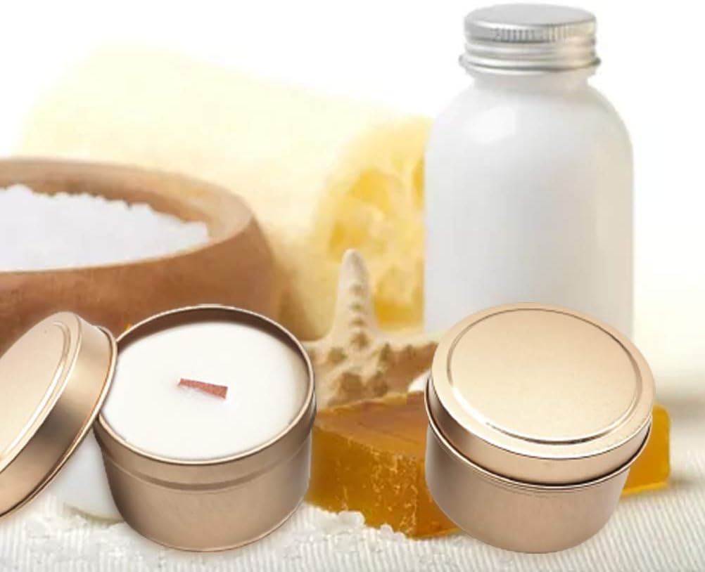 TJH 24 Piece Candle Tin Set with Lids Frosted Gold