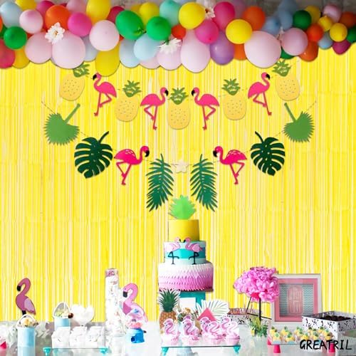 Yellow Streamers Party Backdrop - 2 Packs 32ft x 82ft
