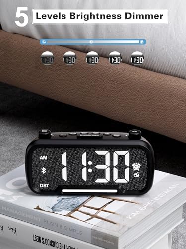 Digital Alarm Clock Radio with Bluetooth Speaker and Night Light