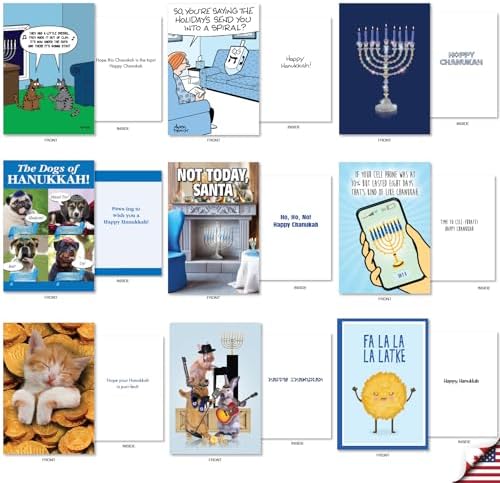 NobleWorks 36 Funny Chanukah Greeting Cards with Envelopes