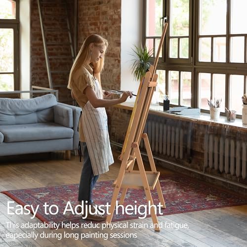 Solid Beech Wood Floor Easel with Storage Plate