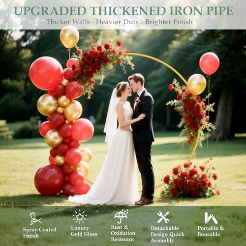 WellSign 72FT Gold Metal Balloon Arch Stand Kit