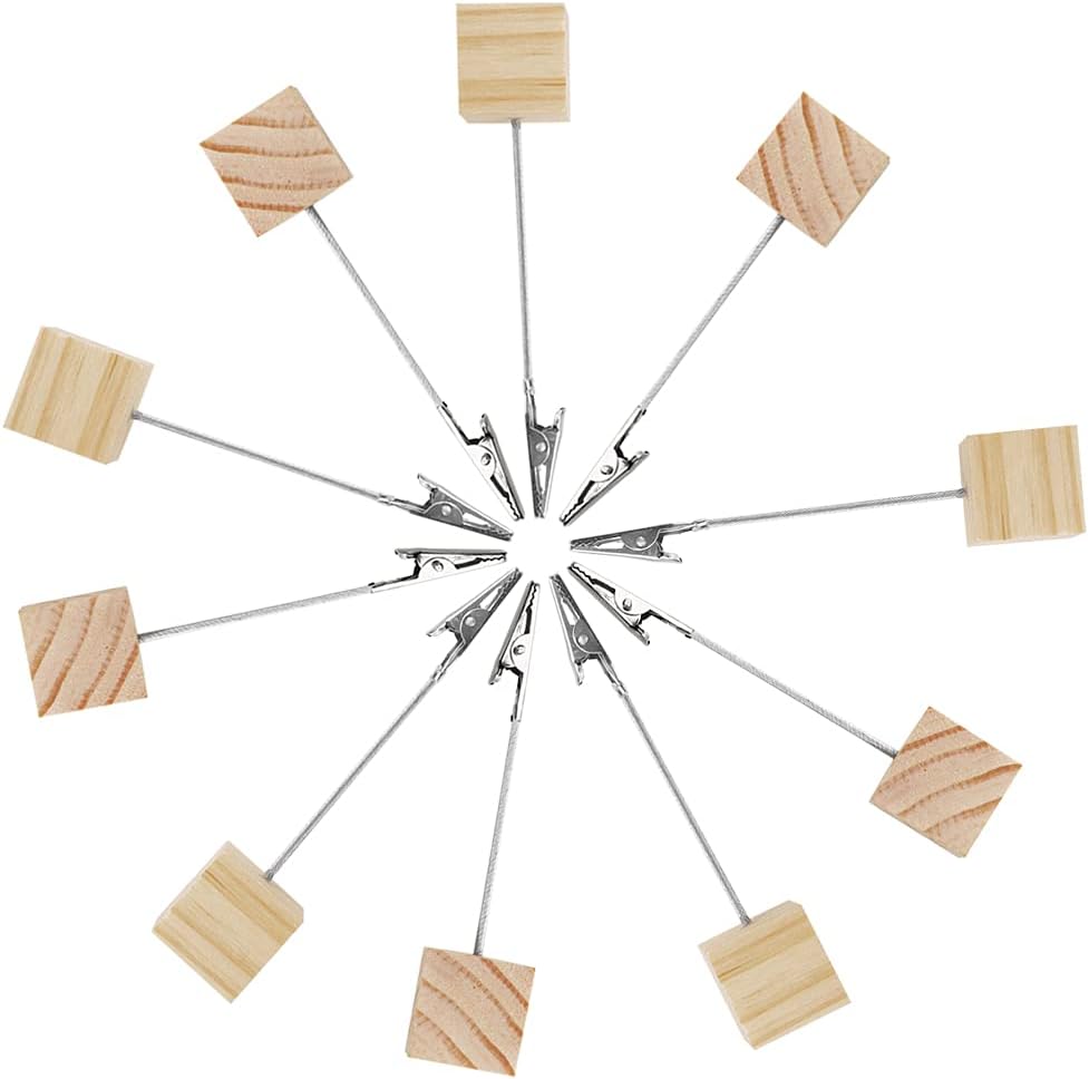 10 Pcs Wooden Memo Clip Holder with Alligator Clip