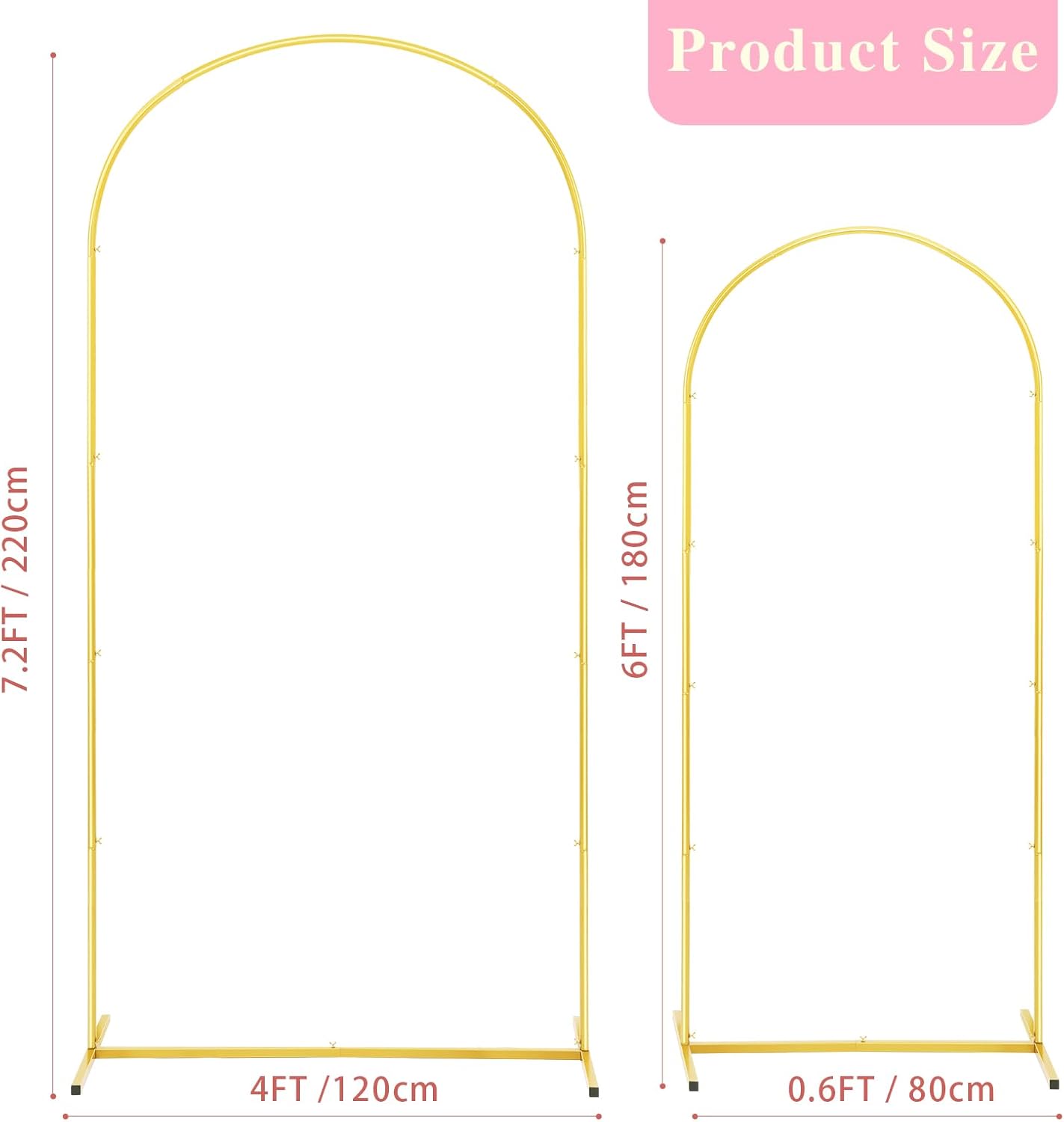 Set of 2 Gold Metal Wedding Arch Backdrop Stands