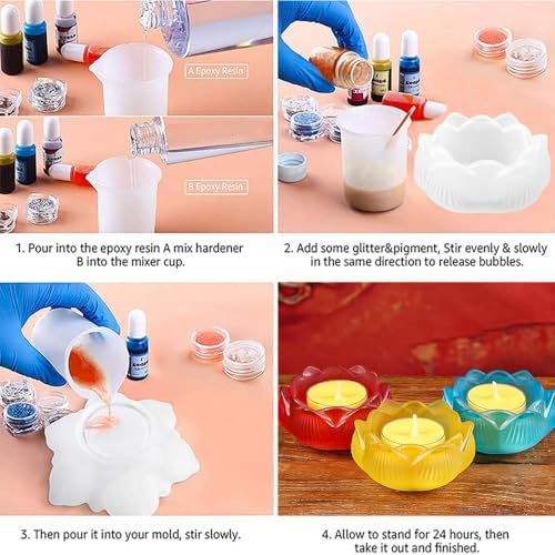 3D Lotus Candle Holder Silicone Mold for Crafting