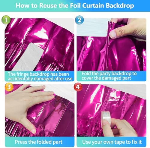 2 Pack Hot Pink Tinsel Backdrop for Party Decorations