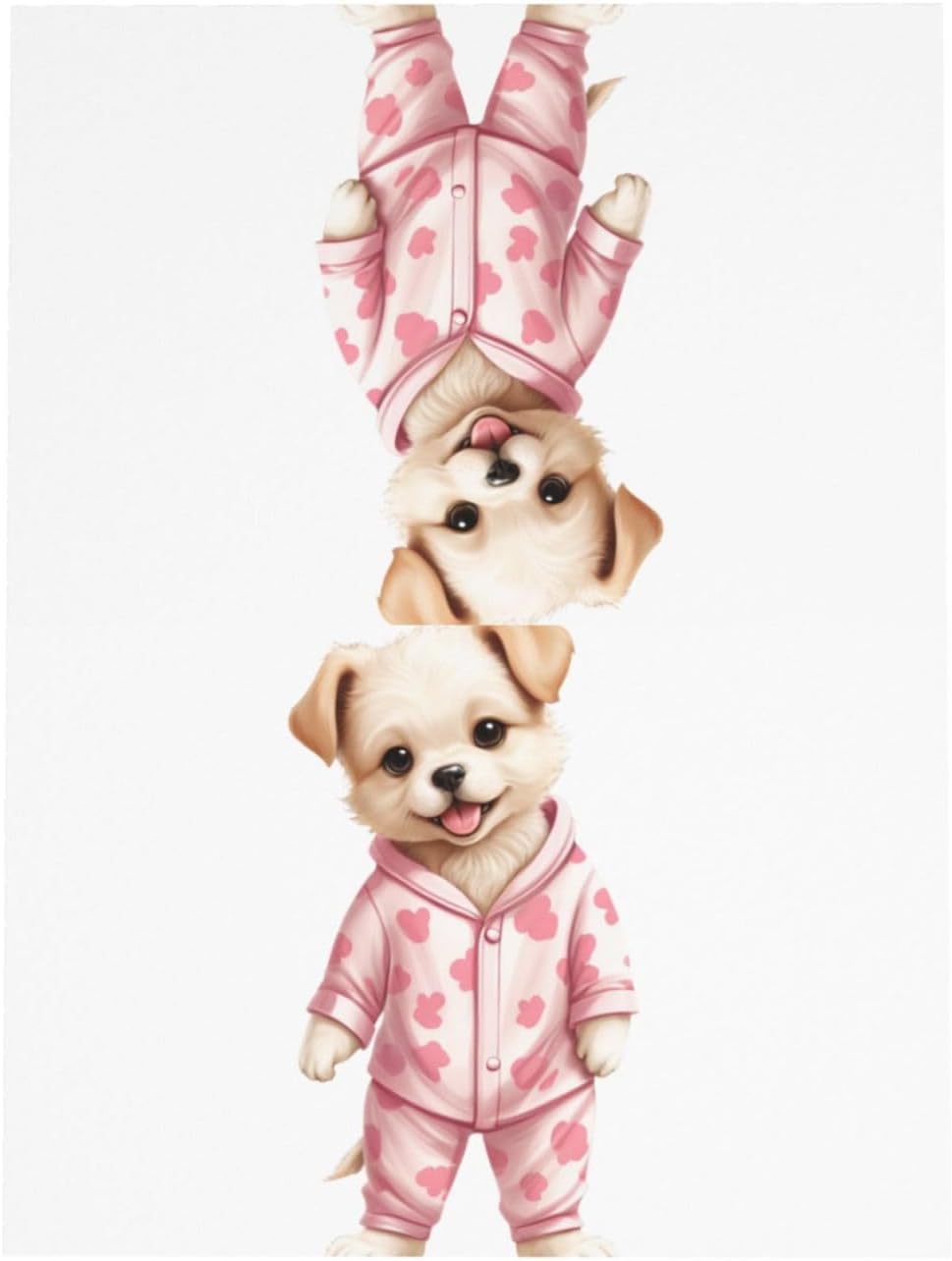 Pink Puppy in Pajamas Greeting Card for Christmas and Birthday