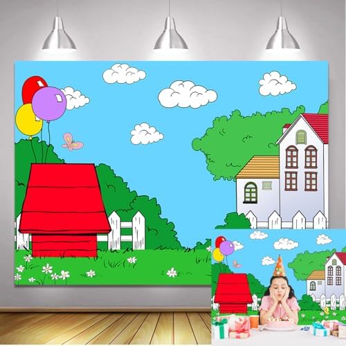 Cute Cartoon Red House Photo Backdrop 5x3 FT