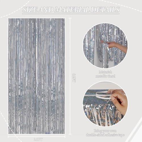 3 Pack Foil Fringe Backdrop for Party Decor