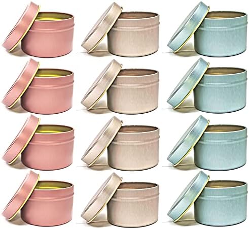 Unixing 8oz Metal Candle Tins - 12 Pack DIY Set