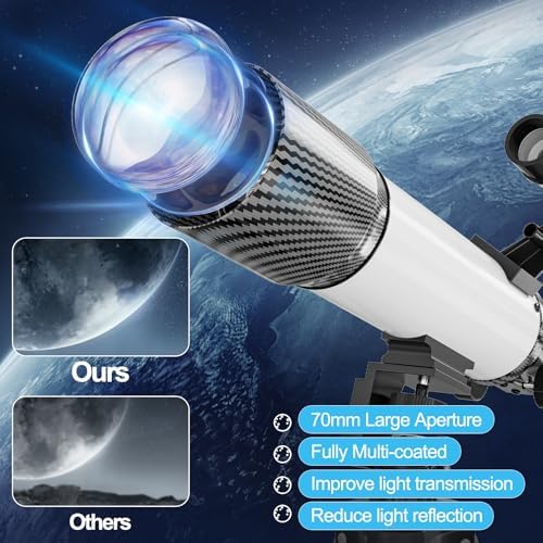 70mm Aperture Telescope for Adults Kids with Phone Adapter and Tripod