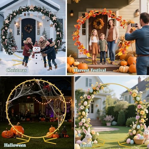 WellSign 72FT Gold Metal Balloon Arch Stand Kit