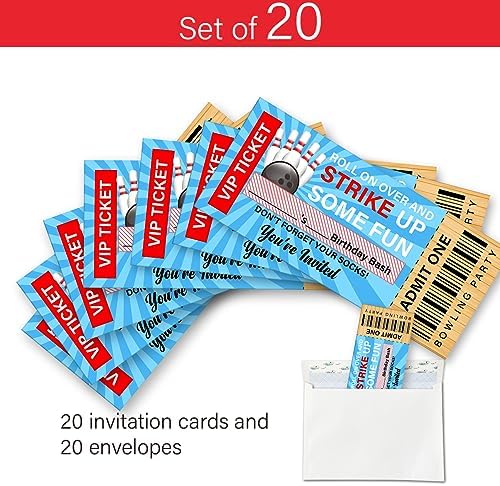 LyoGao 20 Piece Bowling Party Invitation Set with Envelopes