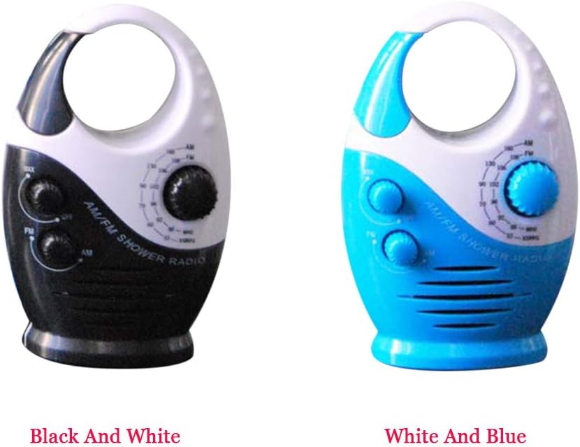 Waterproof Shower Radio with AM FM and Top Handle Blue White
