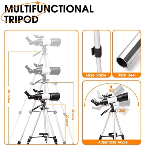 YUANZIMOO 70mm Refractor Telescope with Tripod and Remote