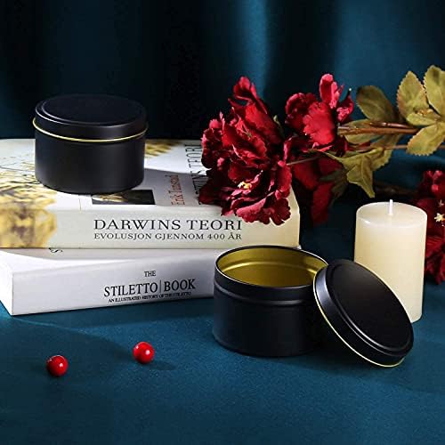 SONVIIBOX 24 Piece Black Candle Tins 4oz