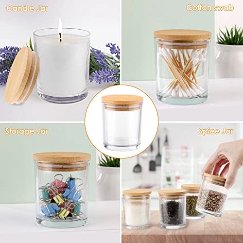 GOTIDEAL 12 Pack 9 OZ Frosted White Candle Jars with Bamboo Lids