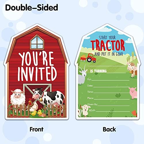 RZHV 15 Pack Farm Animal Shaped Invitations With Envelopes